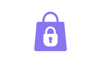 Purple lock icon representing secure and private online shopping.