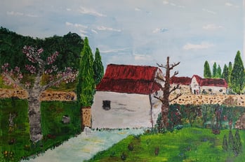 Scène printanière. 44x33cm. 120€.