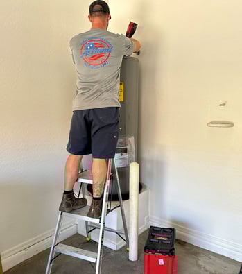 Water heater being replaced in a home