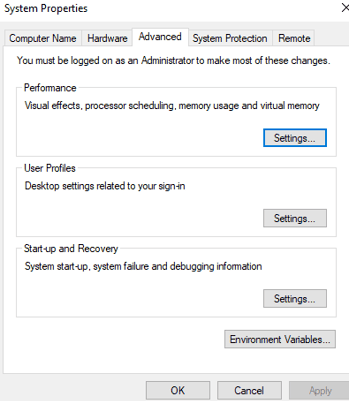 a computer screen showing the system's settings