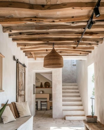 Air quality enhancer materials like clay, mud, and live plants keep this home cool Rhodes Greece