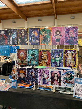 Photo de la convention Dreamon à Metz stand petite plume, illustrations manga
