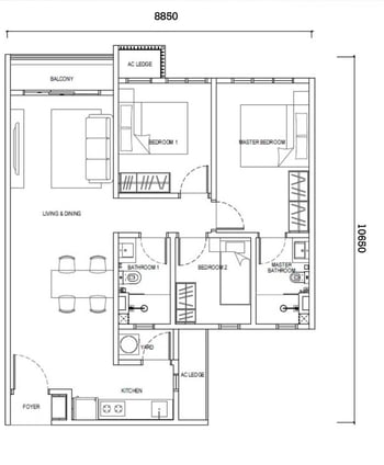 Causewayz Square 3 Room layout