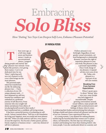 Embracing solo bliss article written by Patricia Peters