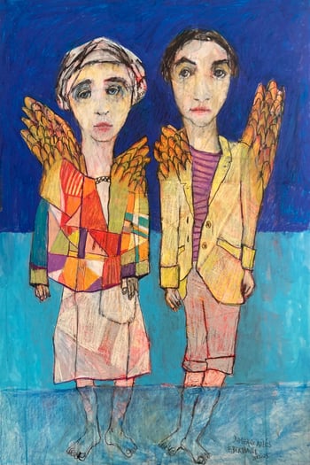 Peinture, couple de jumeaux