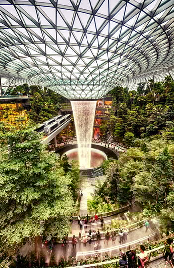 Changi Airport Singapore waterfall