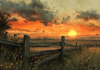 Wooden fence at sunset, evoking comfort and night-time care.