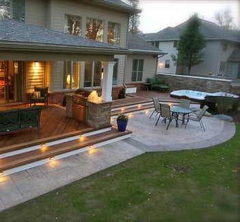patio and deck combo for modern landscape design