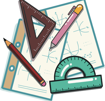 "Mathematics tuition symbol featuring a geometric shape and mathematical tools for learning."