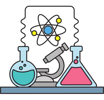 "Chemistry tuition icon featuring a beaker and chemical elements for personalized learning."