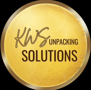 a gold logo for the KWS unpacking solution