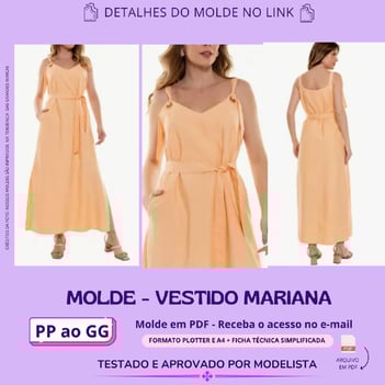Molde de roupa em pdf - VESTIDO MARIANA COM AMARRAÇÃO E ILHÓS VERÃO