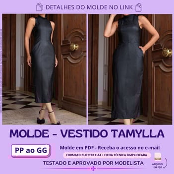 Molde de roupa em pdf - vestido tamylla elegante tubinho regata alfaiataria tecido grosso estruturado preto estilo executiva