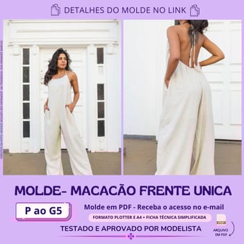 Molde de roupa em pdf - macacão frente única alfaiataria moda verão