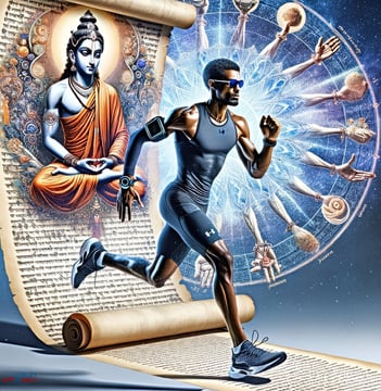 a man running on a large scroller