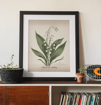 Lily of the Valley botanical print framed