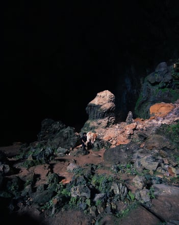 Inside Bat Cave, showing geological formations