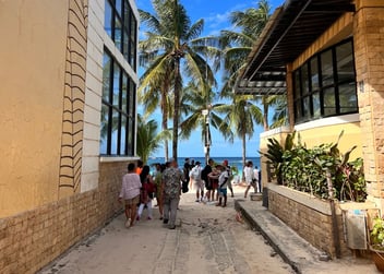 A lovely morning in Boracay, with cute houses and tall palm trees and beautiful beach