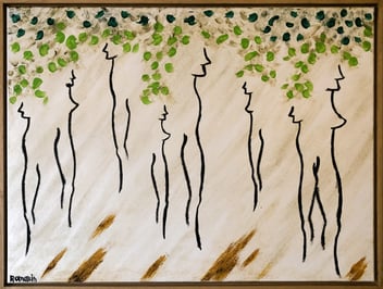 Forest, 60cm x 80cm, Painting on cotton canvas, mix acrylic paint and plant based dyes