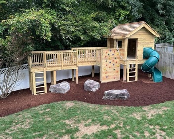 Children's backyard playground landscaping design in Williamsburg VA