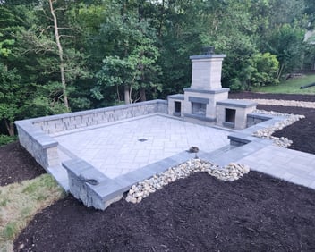 Outdoor fireplace in Williamsburg VA created by The King's Garden