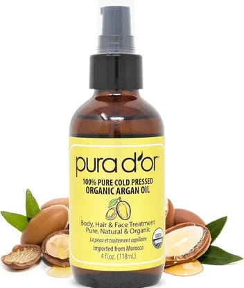 a bottle of organic argan oil