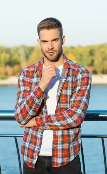 Rongzhiyue: Man in plaid shirt outdoors