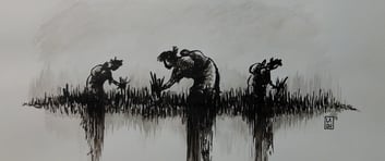 dessin femme travaillant dans une rizière 