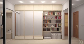 Placard dans le couloir avec bibliothèque