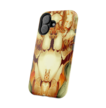 Spellbinder Phone Case showcasing a mysterious, otherworldly figure with piercing eyes and intricate