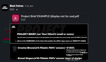 Zoomed in screenshot of a file uploaded in Slack conversation showing Project Brief