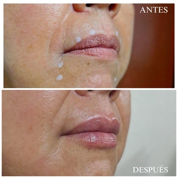 Ácido hialurónico hidratación labios antes y después