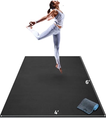 Gorilla Mats Premium Large Yoga Mat – 6' x 4' x 8mm Extra Thick & Ultra Comfortable, Non-Slip Barefo