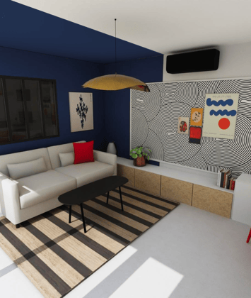 décoration studio bleu