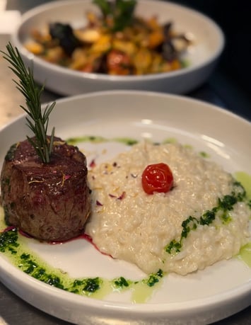 steak with risotto