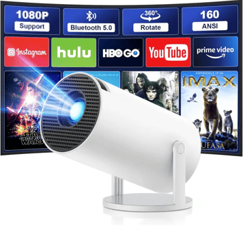Quilted Northern Mini Proyector 4K 1080P Mini Proyector con WiFi y Bluetooth 5.0