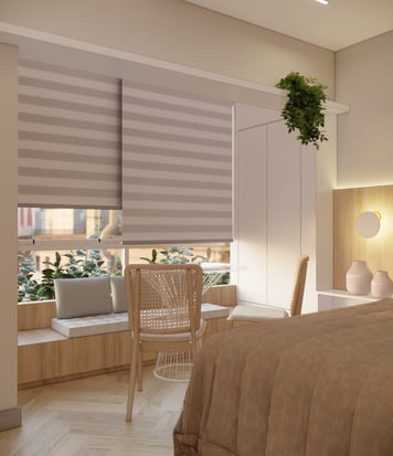 Quarto com janela e vista