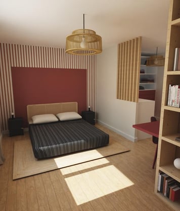 chambre terracotta rayure