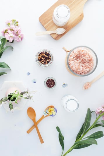 making exfoliating pink body scrub