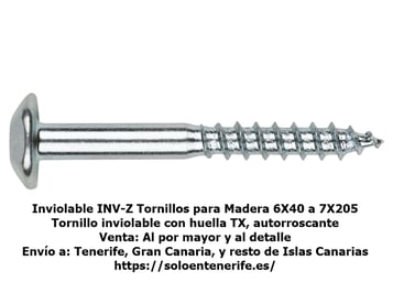 Tornillo Tirafondo para Madera Zincado Inviolable INV