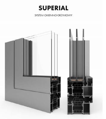 a pair of aluminium profiles and a glass window