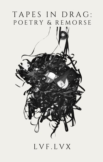 The cover of the collection of poems, Tapes in Drag: Poetry & Remorse by LVF. It shows cassette tape