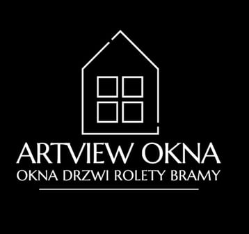 a black and white logo for art view okna