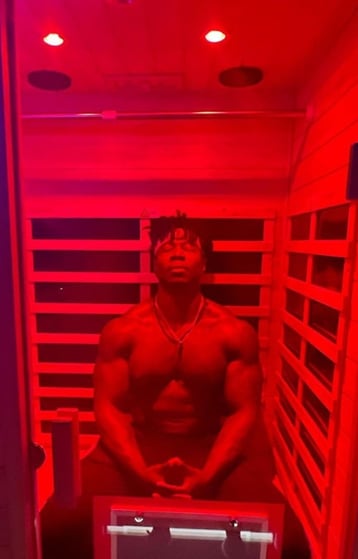 Kyron Holden IFBB Pro Champion in far infrared sauna