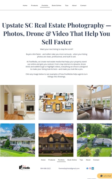 Screenshot of Five-Media.com Real Estate Photography website homepage