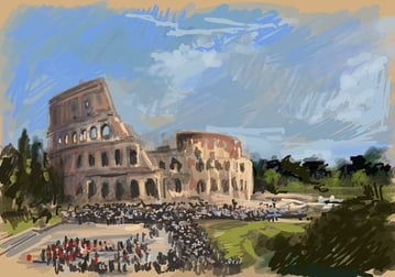 Digital drawing - Colosseum by Fraser Scarfe