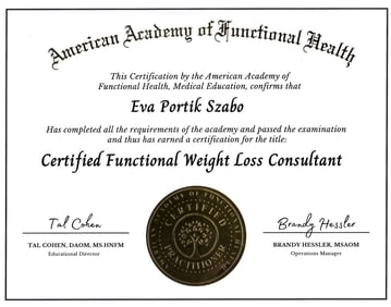 Functional Weight Loss Consultant certificate – Eva Portik Szabo