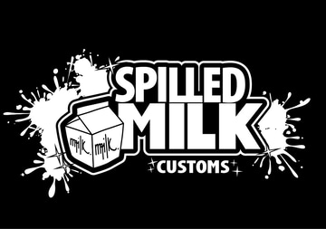 SPILLED MILK CUSTOMS _ WHERE FINE ARE MEETS YOUR SOLE logo