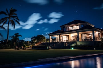 Barbados villa at night