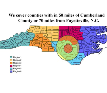 Service area map with radius